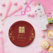 Line Kirschblüte Chinesische Hochzeit Doppel xi Pappteller (Party)