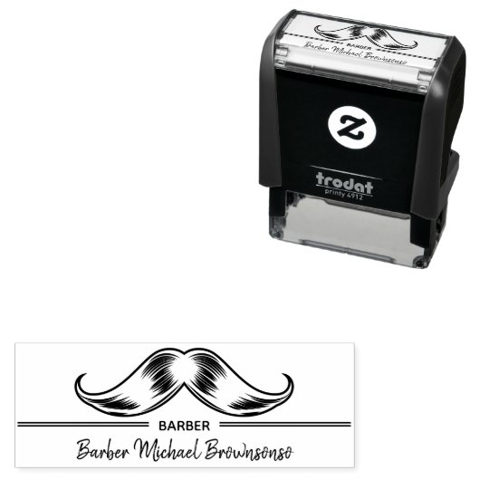 Line Logo Mustache Simple Barbershop Permastempel (Beispiel)