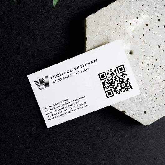 LINE MONOGRAM MASCULINE QR ATTORNEY ACCOUNTANT VISITENKARTE