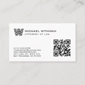 LINE MONOGRAM  MASCULINE QR ATTORNEY ACCOUNTANT VISITENKARTE (Vorderseite)