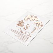 Line Monstera Leaf Hochzeit gepresst Folieneinladung (Gedreht)