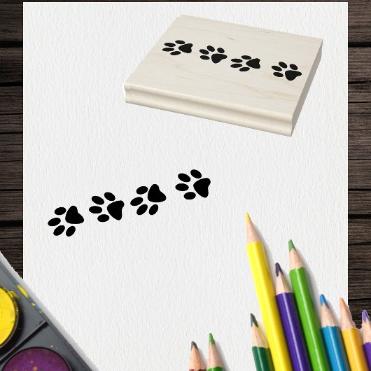 Line of solid Cat Paw prints Gummistempel