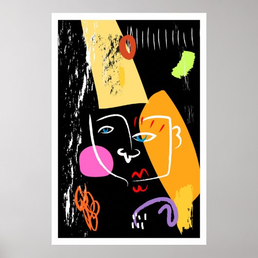 Line Wall Art, Abstrakt Cubism Art Print, Poster (Vorne)