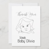 Line Zeichn Baby's Face DANK YOU Card Dankeskarte (Vorderseite)