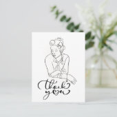 LINE ZEICHN der 40er Jahre Frau Danke Postkarte (Stehend Vorderseite)