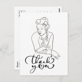 LINE ZEICHN der 40er Jahre Frau Danke Postkarte