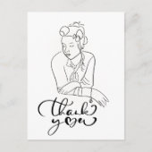 LINE ZEICHN der 40er Jahre Frau Danke Postkarte (Vorderseite)