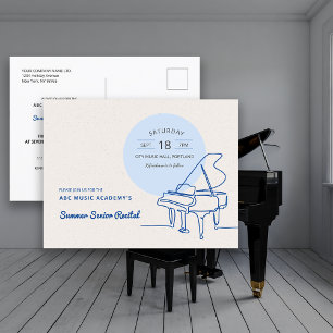 Line Zeichn Grand Piano Erwägung Save the Date Postkarte