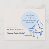 Line Zeichn Grand Piano Erwägung Save the Date Postkarte (Vorderseite)