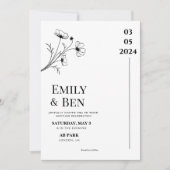 Line zeichnend Blume minimalistische Hochzeit Einladung (Vorderseite)