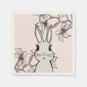 Line Zeichnend Bunny Spring Party Serviette (Vorderseite)
