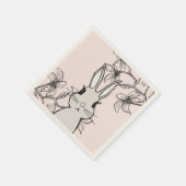 Line Zeichnend Bunny Spring Party Serviette (Ecke)