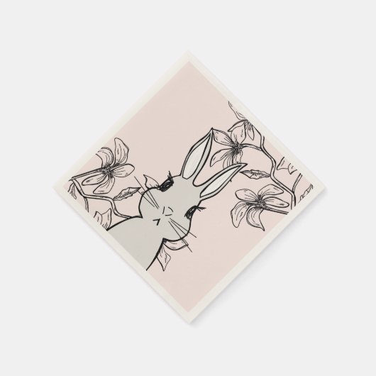 Line Zeichnend Bunny Spring Party Serviette (Ecke)