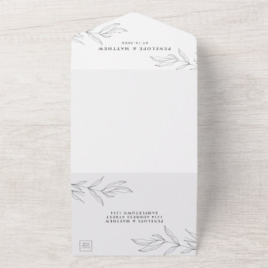 Line Zeichnend Foliage All in One Wedite Einladung (Außenbereich)