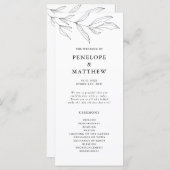 Line Zeichnend Foliage Leaf Hochzeitsprogramm (Vorne/Hinten)