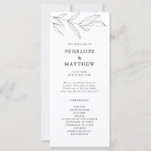 Line Zeichnend Foliage Leaf Hochzeitsprogramm (Vorderseite)