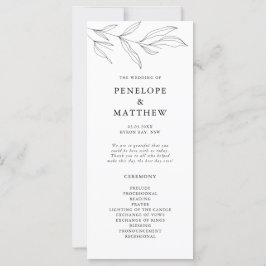 Line Zeichnend Foliage Leaf Hochzeitsprogramm