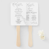 Line Zeichnend Foliage Zeremonie Programm Hand Fan Fächer (Vorne und Hinten)