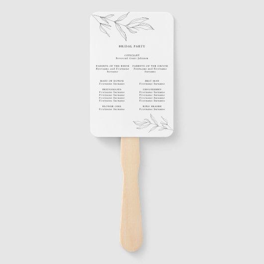Line Zeichnend Foliage Zeremonie Programm Hand Fan Fächer (Rückseite)