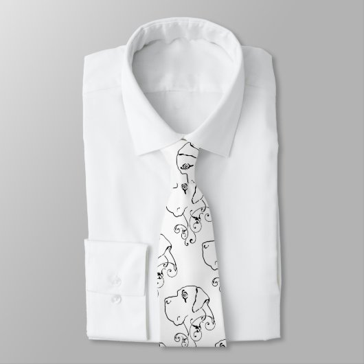 Line Zeichnend Great Dane Head Neck Tie Krawatte (Gebunden)