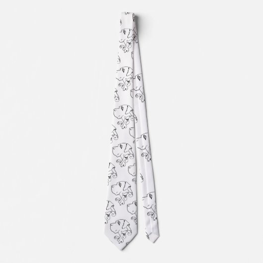 Line Zeichnend Great Dane Head Neck Tie Krawatte (Vorderseite)