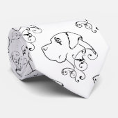 Line Zeichnend Great Dane Head Neck Tie Krawatte (Gerollt)