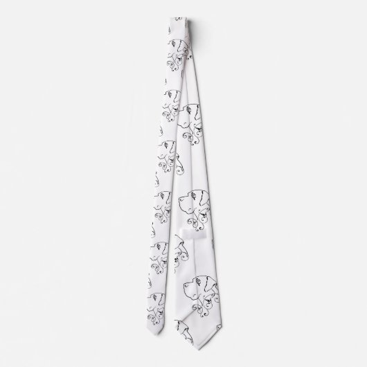 Line Zeichnend Great Dane Head Neck Tie Krawatte (Rückseite)