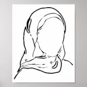 Line Zeichnend muslimische Mädchen Hijab Arabische Poster (Vorne)