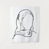 Line Zeichnend muslimische Mädchen Hijab Arabische Wandteppich (Vorderseite)