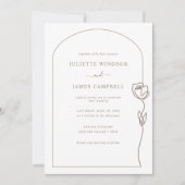 Line Zeichnend Rose Blume Hochzeit Einladung (Vorderseite)