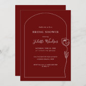 Line Zeichnend Rose Bridal Dusche Einladung (Vorne/Hinten)