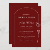 Line Zeichnend Rose Brunch & Bubbly Einladung (Vorne/Hinten)