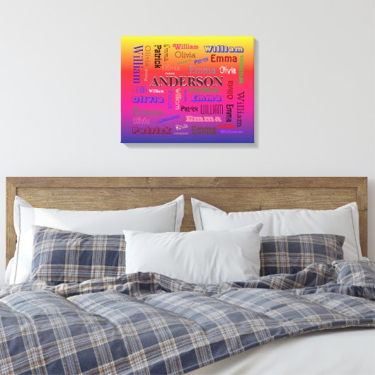 Lineage der Rainbow-Familie Word Cloud Name Collag Leinwanddruck (Insitu (Schlafzimmer))