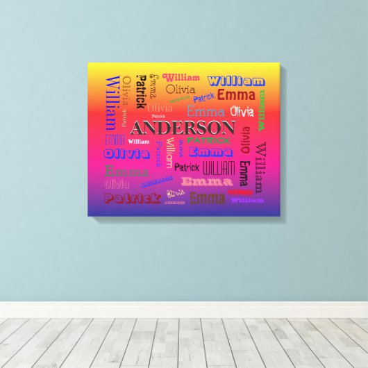 Lineage der Rainbow-Familie Word Cloud Name Collag Leinwanddruck (Insitu (Holzboden))