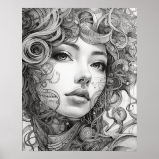 Lineale Kunst Zeichne Frauenkörper Poster (Vorne)