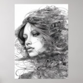 Lineale Kunst Zeichne Frauenkörper Poster (Vorne)