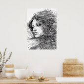 Lineale Kunst Zeichne Frauenkörper Poster (Küche)