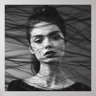 Lineale Kunst Zeichne weibliches Body Poster