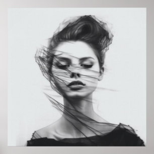 Lineale Kunst Zeichne weibliches Body Poster