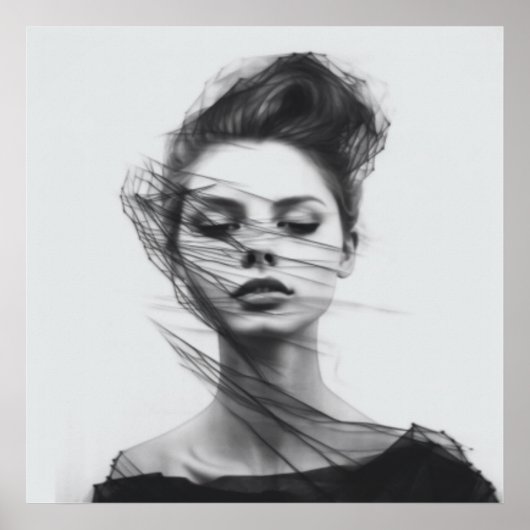 Lineale Kunst Zeichne weibliches Body Poster (Vorne)