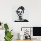 Lineale Kunst Zeichne weibliches Body Poster (Heimbüro)