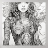 Lineale Kunst Zeichne weibliches Body Poster (Vorne)