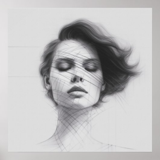 Lineale Kunst Zeichne weibliches Body Poster (Vorne)