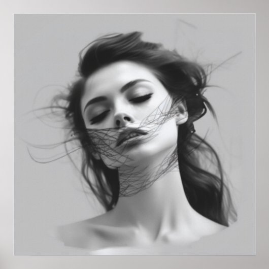 Lineale Kunst Zeichne weibliches Body Poster (Vorne)