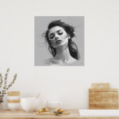 Lineale Kunst Zeichne weibliches Body Poster (Küche)