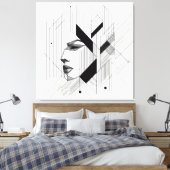 Linear Abstract Portrait Leinwanddruck (Insitu (Schlafzimmer))