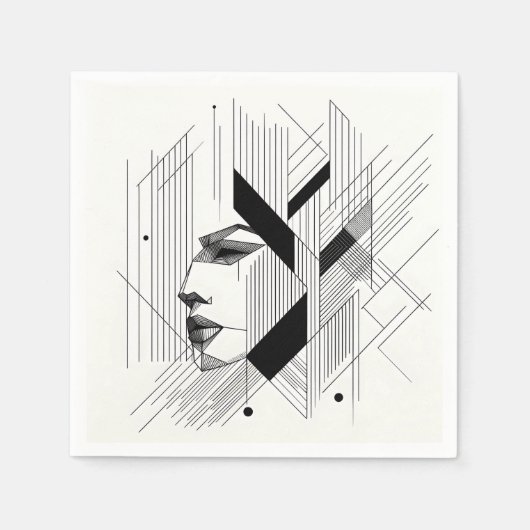 Linear Abstract Portrait Serviette (Vorderseite)