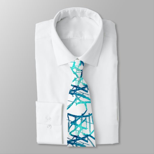 Linear Abstrakt Aqua Blue Theme Krawatte (Gebunden)