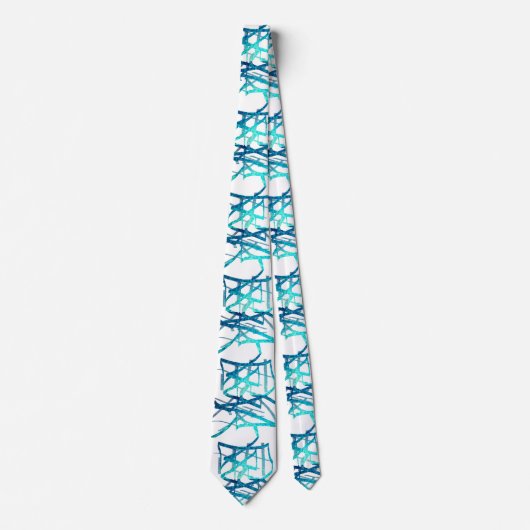 Linear Abstrakt Aqua Blue Theme Krawatte (Vorderseite)