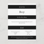 Linear Chic Black And White Stripes Baby Invite Br Postkarte (Vorderseite)